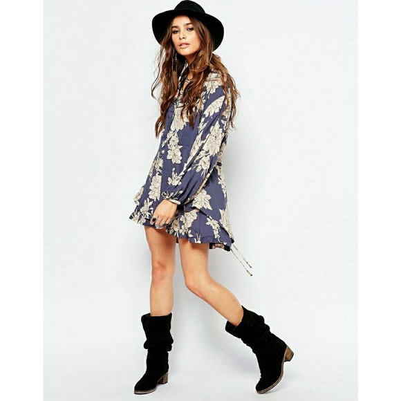 Free People Dresses & Skirts - New Free People Floral Double-hem Mini Shirt Dress